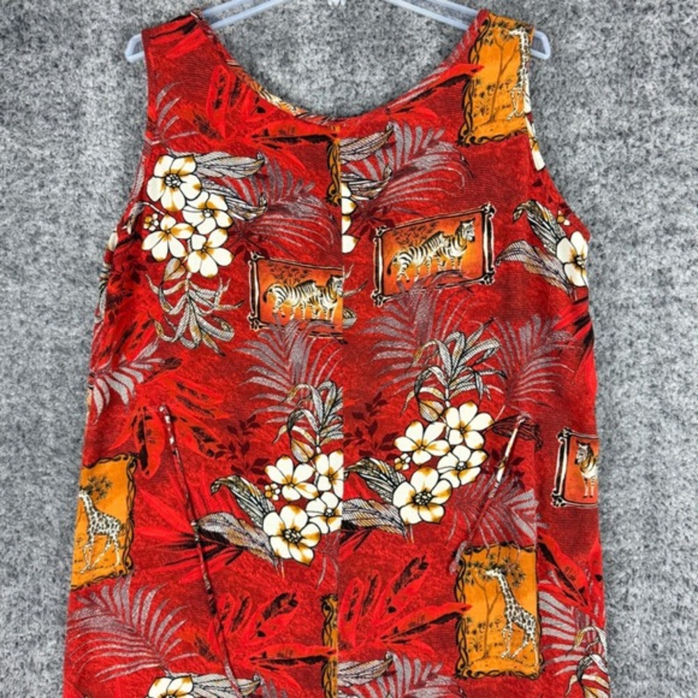 California Krush Women's 1X Red Safari Rayon Maxi Dress Giraffe Zebra Summer USA - Picture 10 of 16
